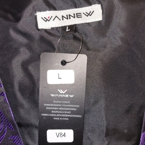 Purple Black NWT Mens WANNEW tuxedo‎ Vest size L - Picture 4 of 5